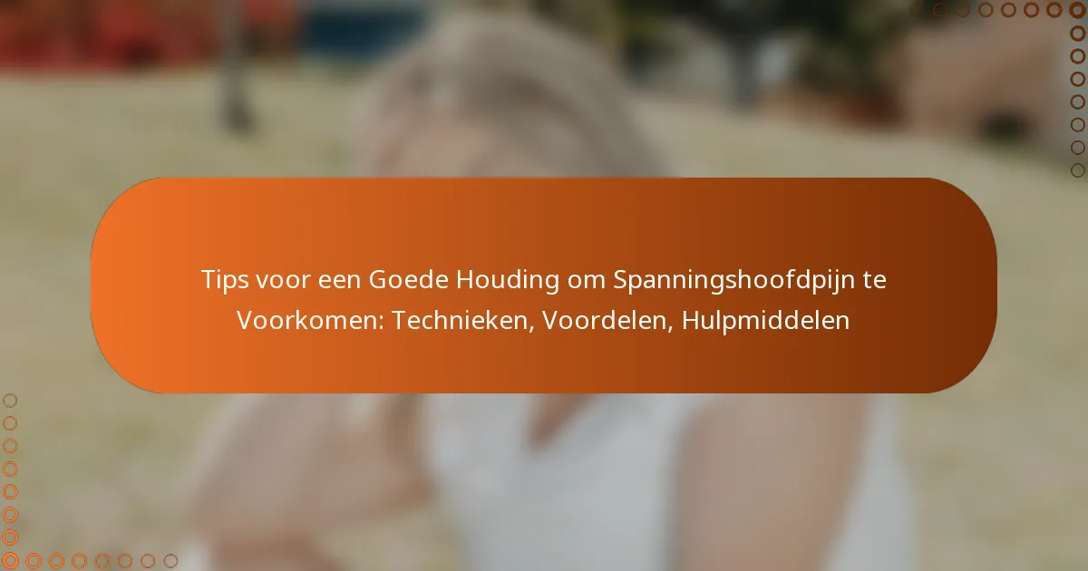 Tips voor een Goede Houding om Spanningshoofdpijn te Voorkomen: Technieken, Voordelen, Hulpmiddelen